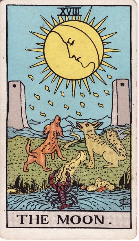 Luna, Rider–Waite–Smith, în poziție dreaptă